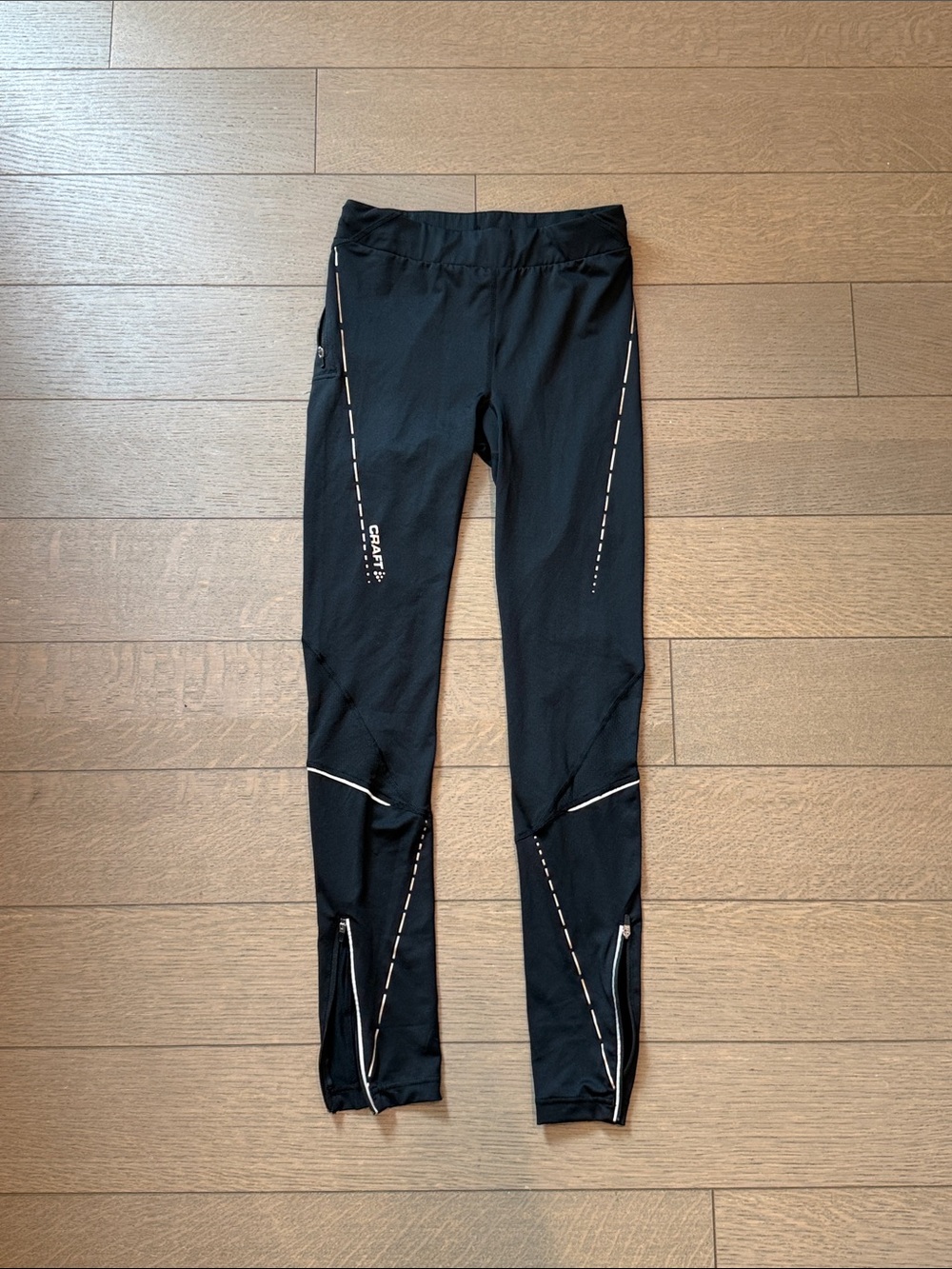 Craft Black Running Leggings with Reflective Trim
